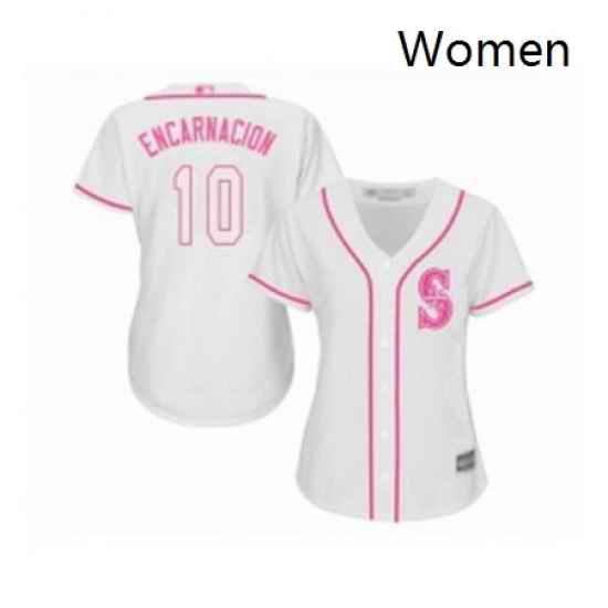 Womens Seattle Mariners 10 Edwin Encarnacion Replica White Fashion Cool Base Baseball Jersey